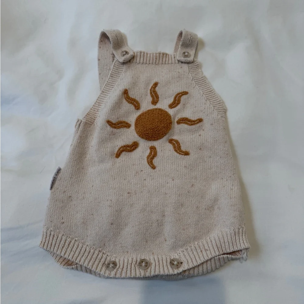 Cozy Beige Sun Knit Romper